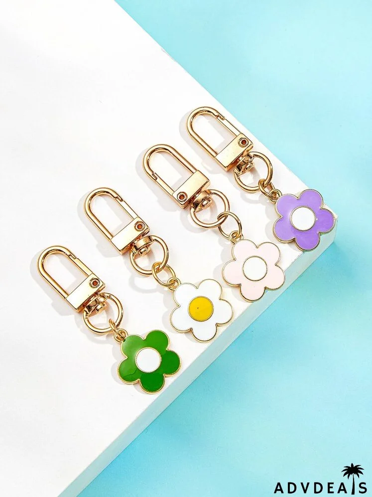4pcs Flower Pendant Keychain