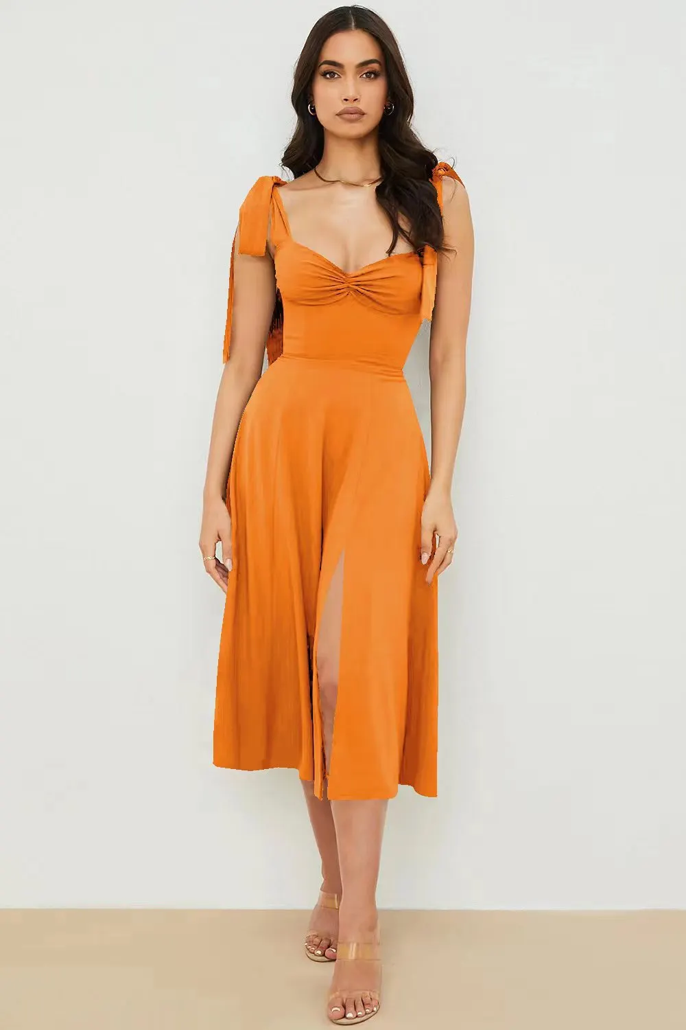 Brownm Floral Print Irregular A- Line Dresses
