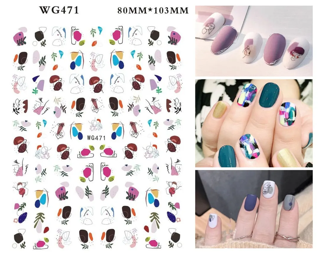 1pcs Leaf With Lines Nails Sticker Designer Fruit Nail Art 3D Decals Acrylic Designs Self Adhesive Manicure Slider Accesorioss-Nail Inspo
