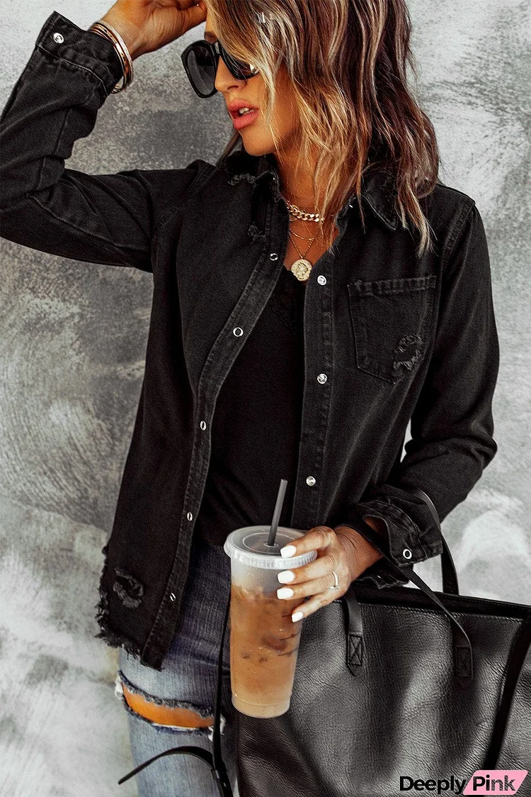 Black Ripped Denim Jacket