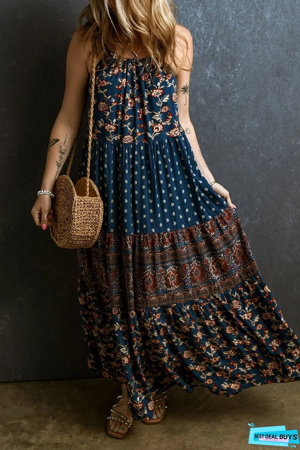 Printed Scoop Neck Cami Dress