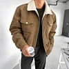 💥 2025 New Arrivals! 1pc Men's Corduroy Collar Long Sleeve Jacket, Thermal Lined, Comfortable For Autumn/Winter, Versatile For Daily Wear And Commute, Machine Washable, Old Money Style Gift For Halloween