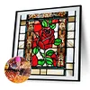 Stained Glass Red Flowers 30*40cm(canvas) full round drill diamond painting