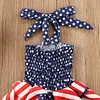 Baby Girls Independence Day Ruffle 4th of July Stripe Stars Print Dress