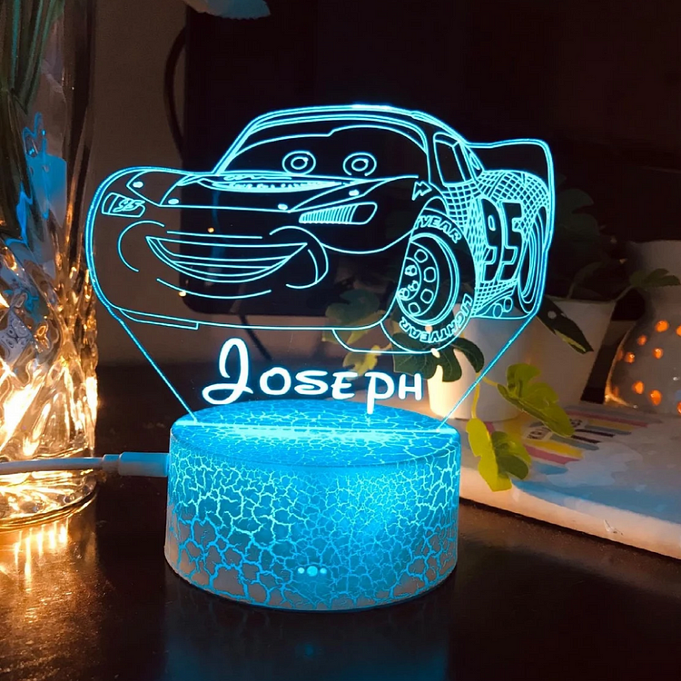 Lámpara 3D Ilusión Luz de noche LED para coche Luces de colores personalizadas 1 nombre