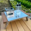 Outdoor portable stainless steel folding table anti-fingerprint pattern picnic camping beech BC style single solo table