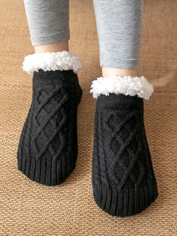 Leisure Home Coral Fleece Twist Pattern Floor Socks Pile Socks Autumn Winter Warm Thick socialshop