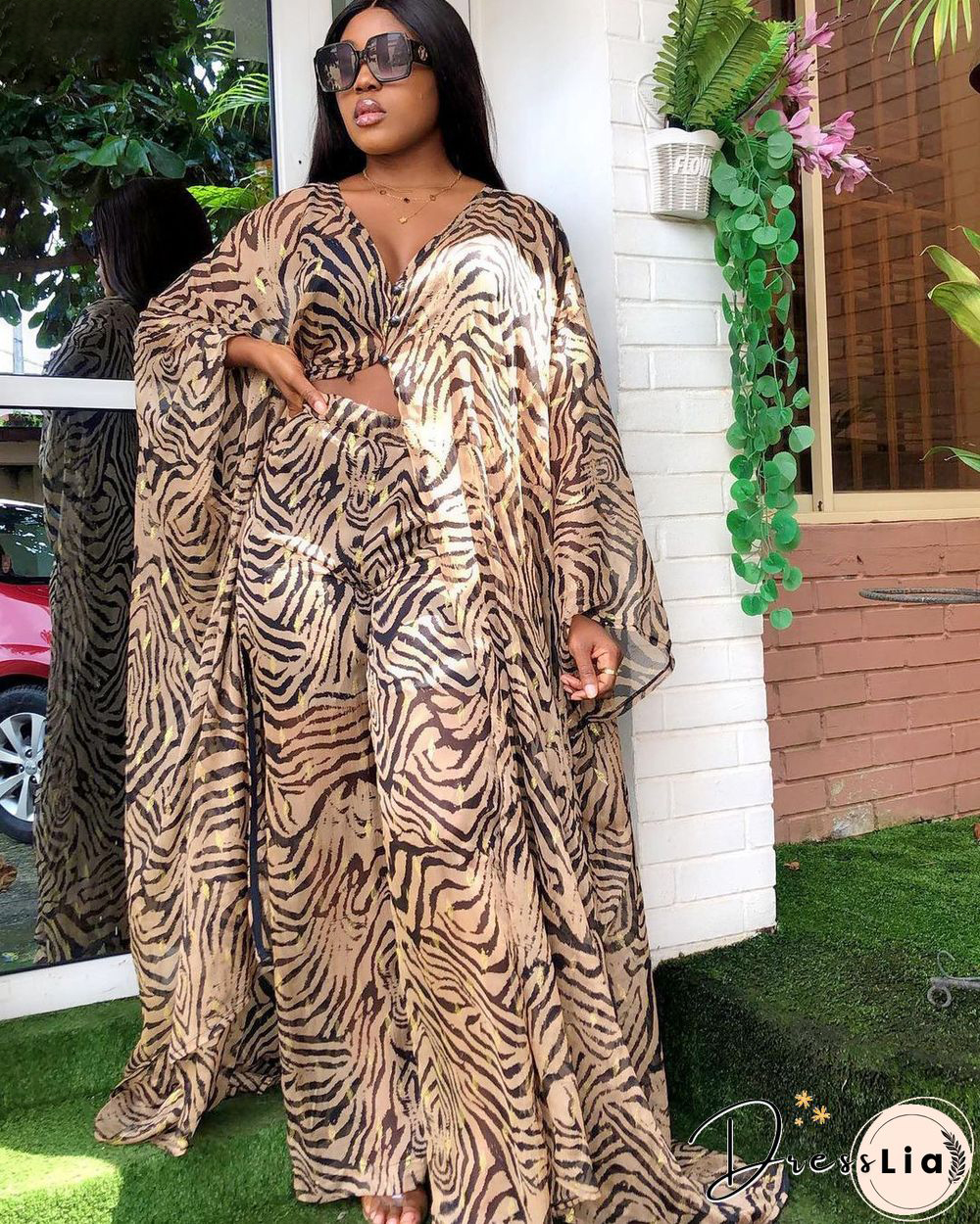 Summer African ClothesFor Women Two Piece Set Dashiki Fashion Long Dress Sets Pants Suits Outfits Party Dresses Plus Size