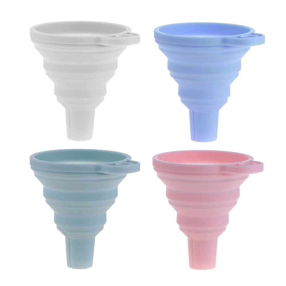 Protable Mini Silicone Foldable Liquid Funnel Hopper Kitchen Tool Gadget