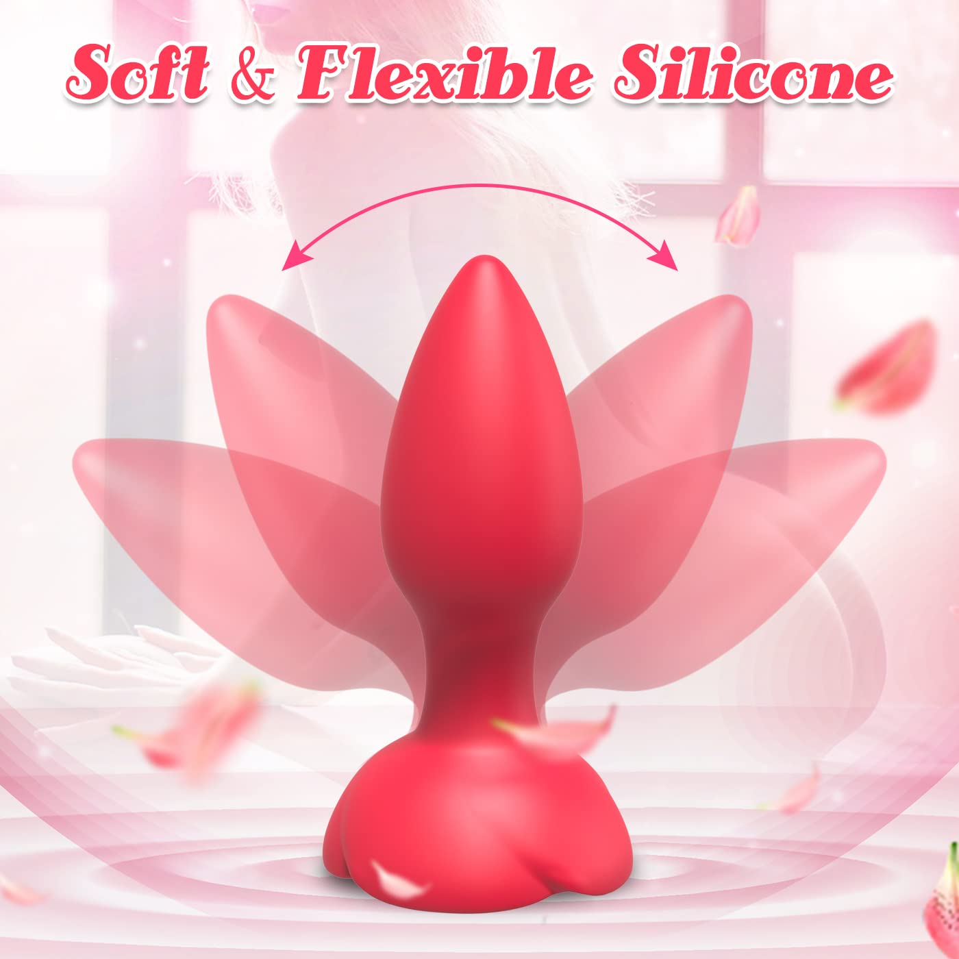 Silicone Rose Butt Plug with Remote Control Vibrator