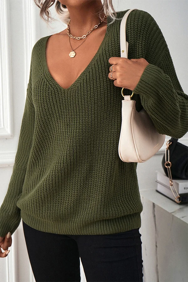 Loose Shoulder Strap Pullover Sweater