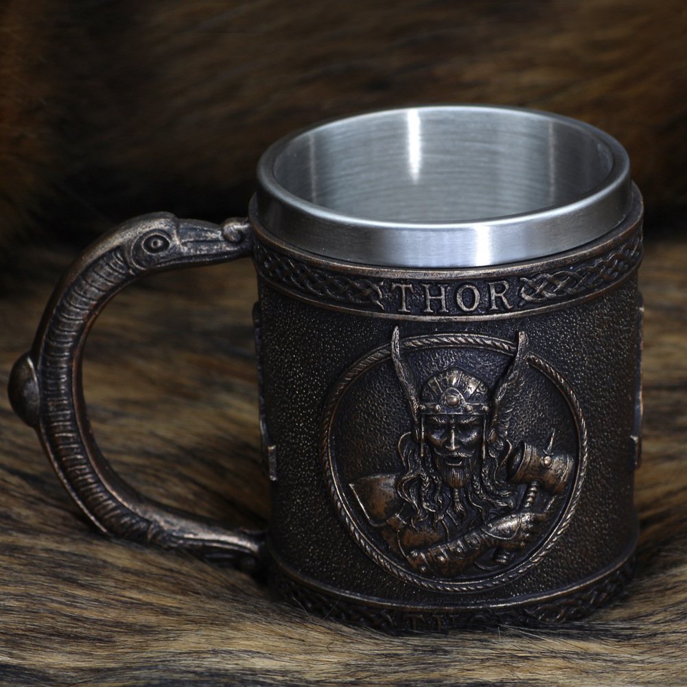 Viking Thor's Hammer Thor Stainless Steel Resin Beer Mug