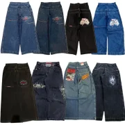 Imaginarygam senior jeans Harajuku Hip Hop Y2K Baggy Jeans men Embroidered high quality jeans vintage streetwear Goth men women Casual wide leg jeans