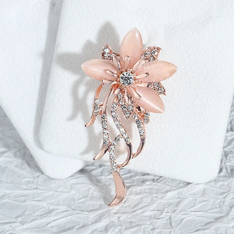 Fashion Pink Plant Flower Plating Brooch  Flycurvy [product_label]