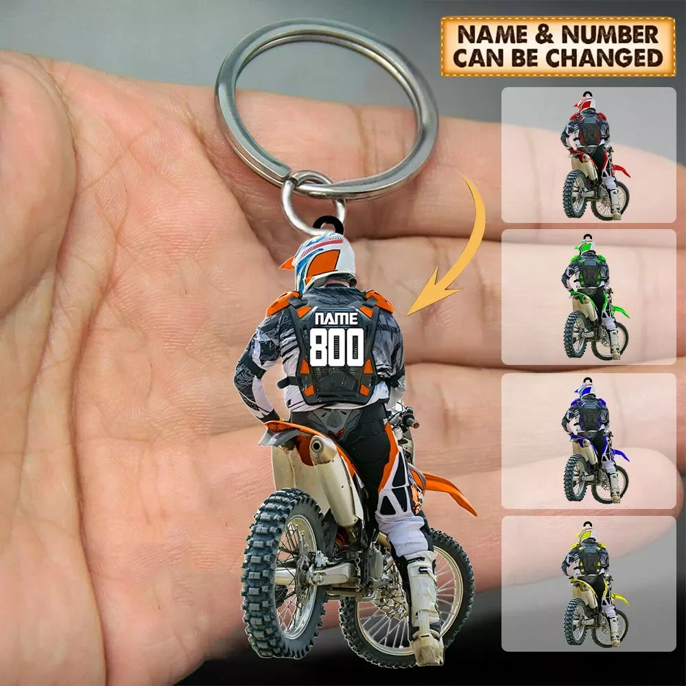 Personalized Motocross Racer Acrylic Kerchain