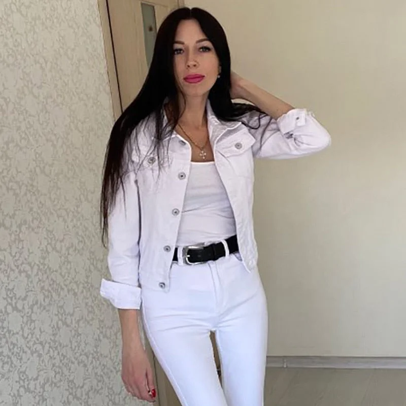 Jeans Jacket Women Green 2020 Autumn Woman Denim Jean Womens Coats Basic Jackets Female Slim Stretch Short Coat Feminina Clothes