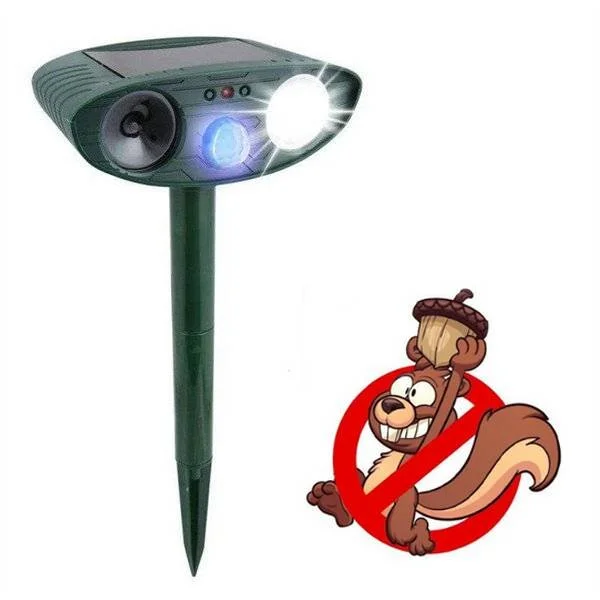 Ultrasonic Squirrel Repeller - Solar Powered - Get Rid of Squirrels in 48 Hours or It's Free