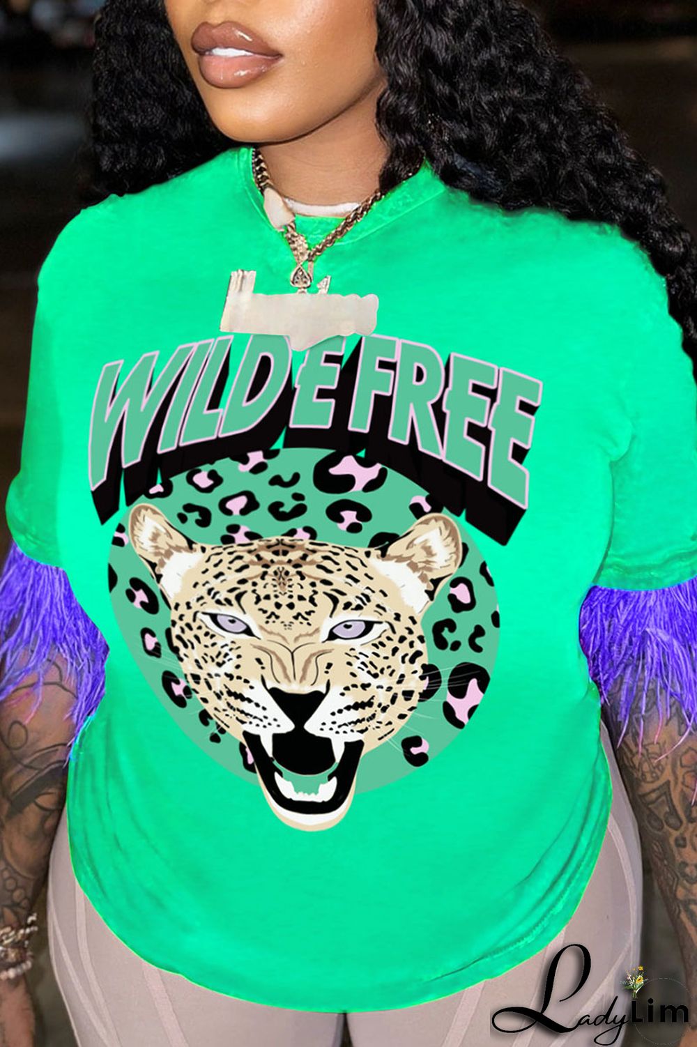 Light Purple Casual Street Print Tassel Patchwork O Neck T-Shirts