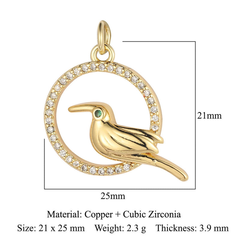 1 Piece Copper Zircon 18K Gold Plated Fox Mermaid