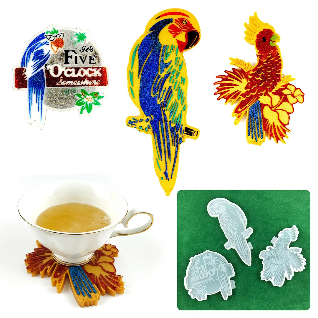 3PCS Parrot Silicone Resin Molds