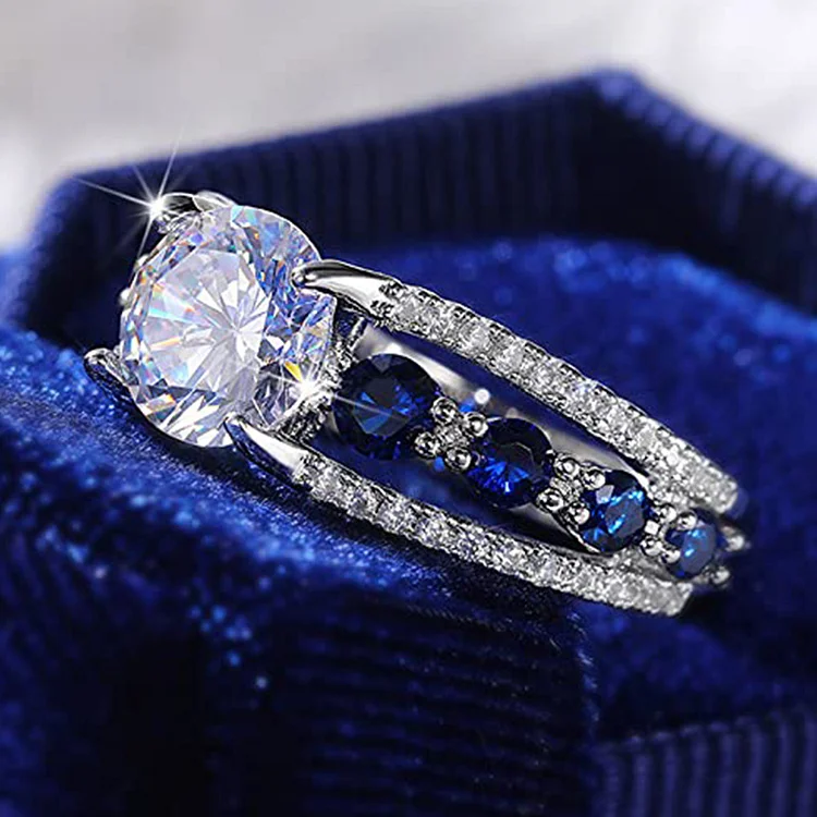 Olivenorma Creative Hollow Sapphire Blue Zircon Ring Olivenorma Creative Hollow Sapphire Blue Zircon Ring