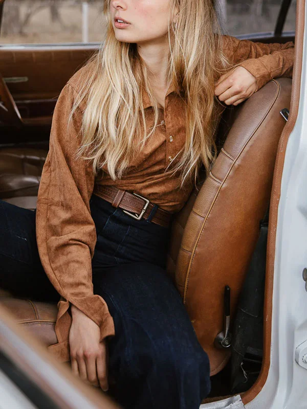 suede durable vintage women's shirt
