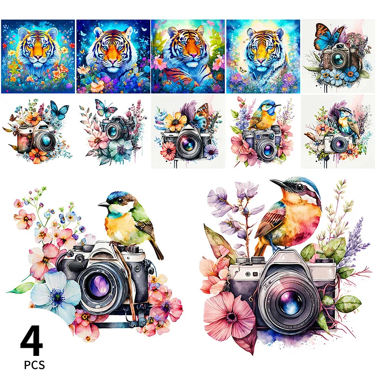 4PCS Diamond Painting Set - Colorful Animals 30*30CM(Canvas)
