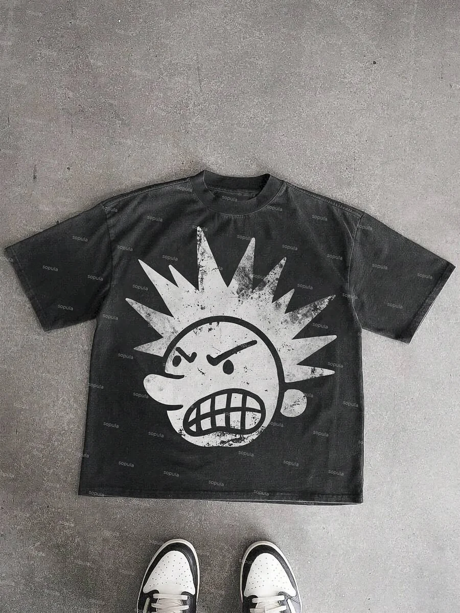 Casual The Brain Explodes Print 100% Cotton Short Sleeve T-Shirt