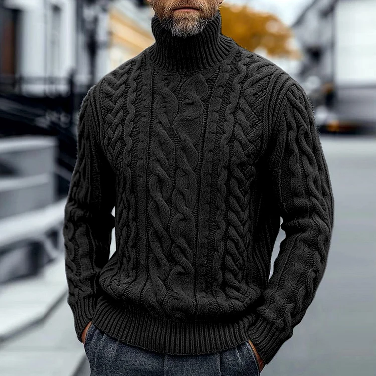 Utbros Vintage Thick Needle Cable Iceland Turtleneck Sweater