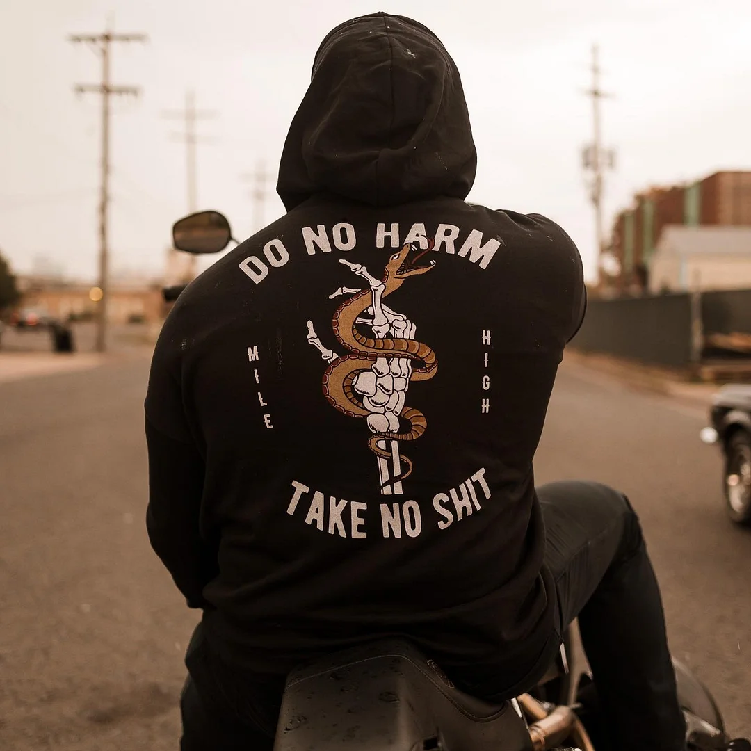Do No Harm Take No Shit Printed Men's Hoodie -  