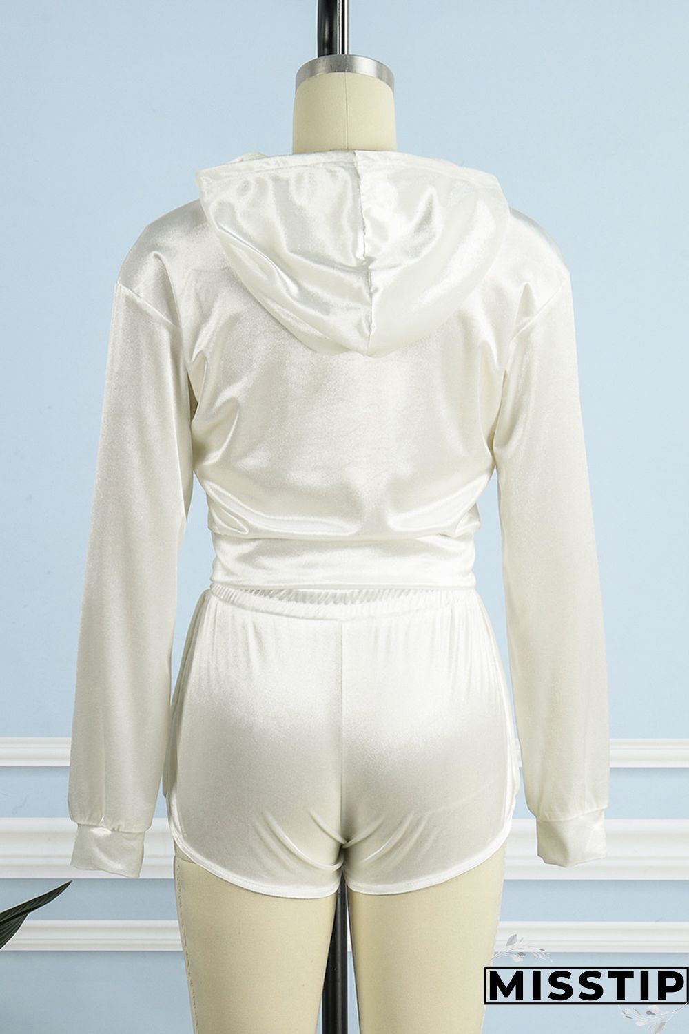 White Casual Solid Patchwork Hooded Collar Long Sleeve Two Pieces