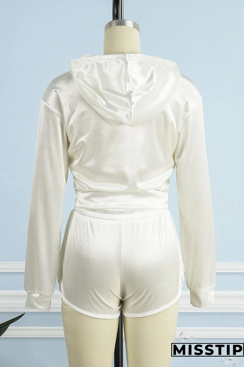 White Casual Solid Patchwork Hooded Collar Long Sleeve Two Pieces