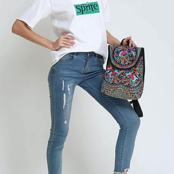 Vintage Embroidery Backpack for Women