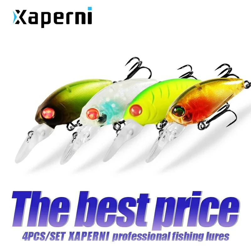 Xaperni Hot sales 4pcs/set 32mm 2.7g Dive 2m hot model fishing lures minnow crank fishing tackle hard bait 10set for choose