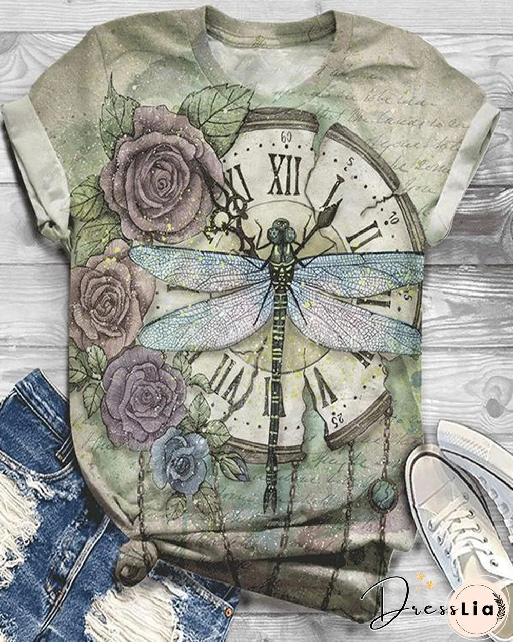 Plus Size Animal Printed Short Sleeve Crew Neck Casual Shirts & Tops