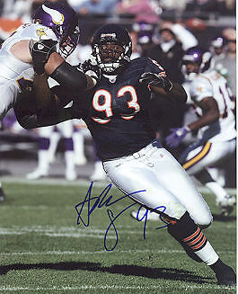 ADEWALE OGUNLEYE CHICAGO BEARS ACTION SIGNED 8x10