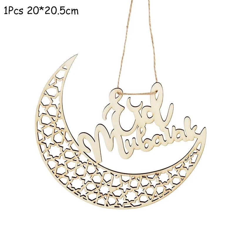 Wooden EID Mubarak Decoration Ramadan Mubarak Ornaments Islamic Muslim Pendant Eid Al Adha Party Supplies Ramadan Kareem Gifts