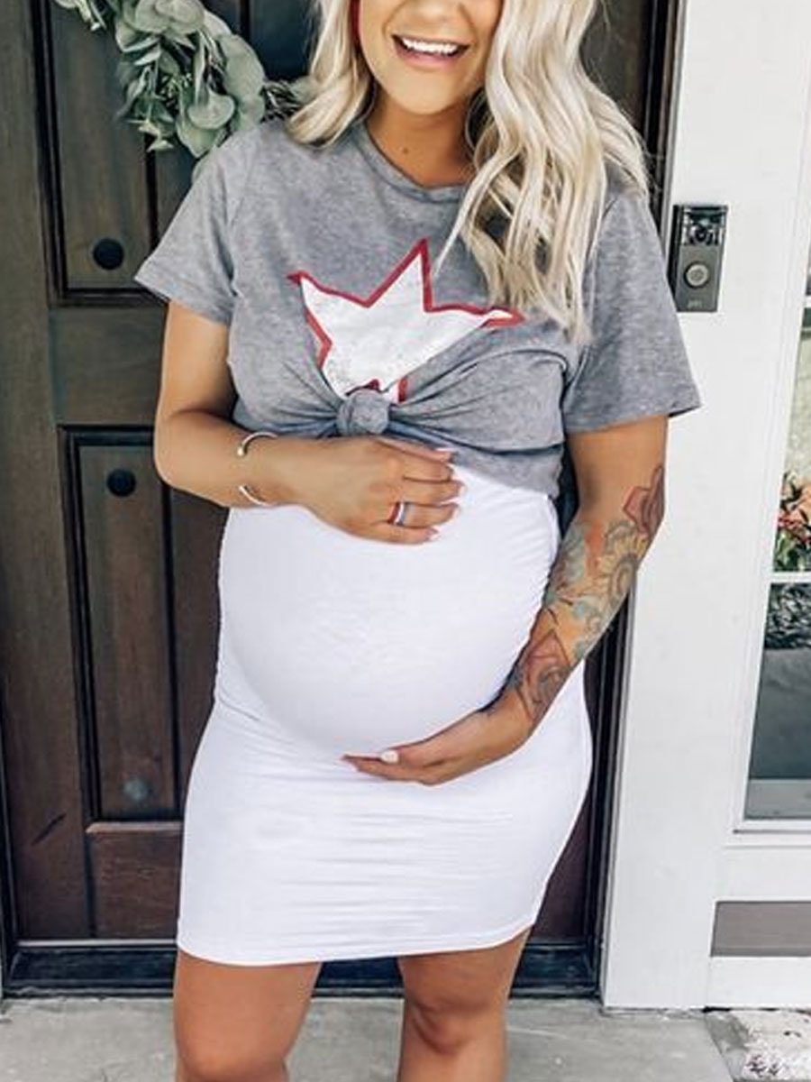 Star Print ShortSleeved TwoPiece Maternity Dresswq50.sl