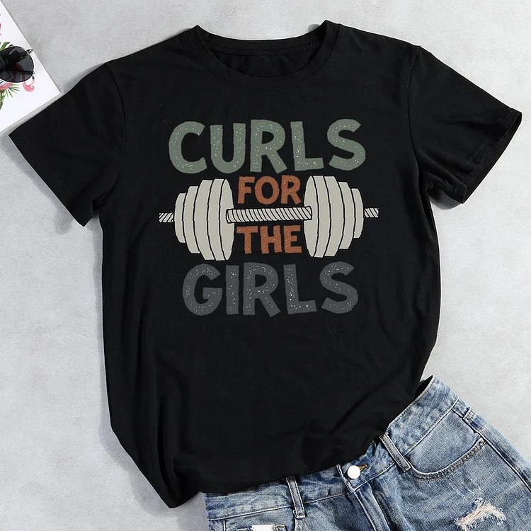 Curls For The Girls Round Neck T-shirt-Annaletters