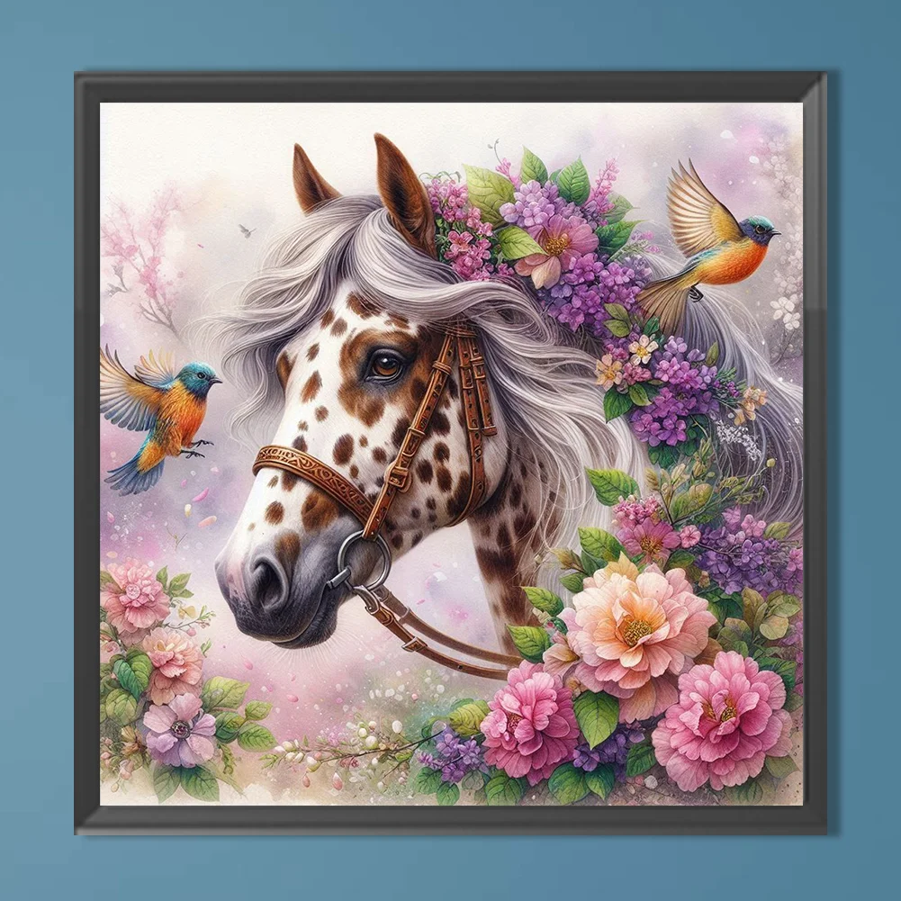 Diamond Painting - Full Round Drill - Flower Horse(Canvas|40*40cm)