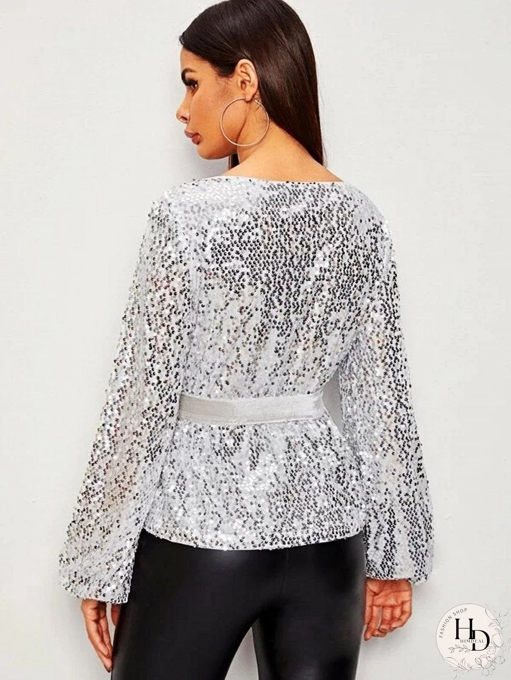 Slim Chic Women Sequins Top