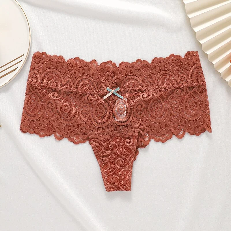 Billionm Lace Panties Sexy Underwear Women Thin Mid Waist Boyshort M-XL Underpants See Through Lingerie Femme Intimates