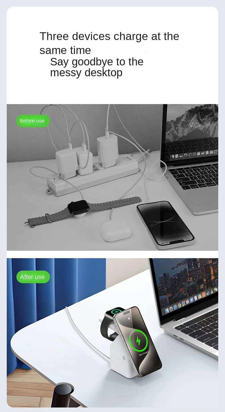 4 in 1 Magnetic Radio House Creative Gift Apple Watch Earphones Wireless Charger