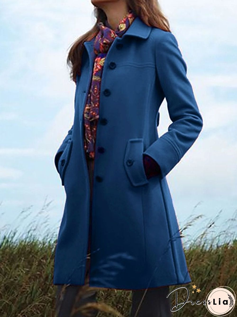 Cotton-Blend Casual Solid Outerwear