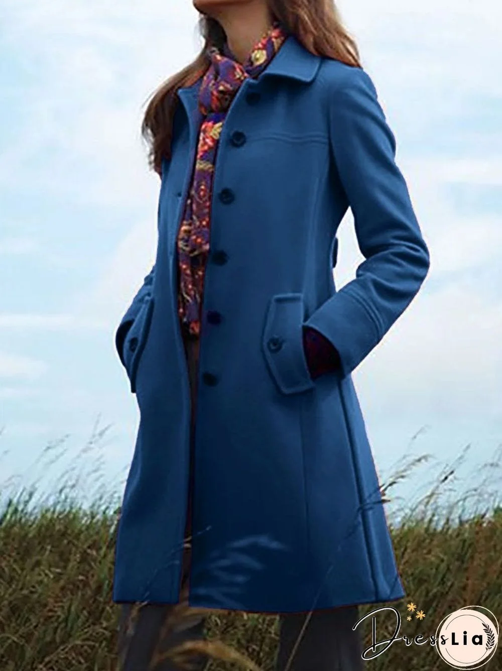 Cotton-Blend Casual Solid Outerwear