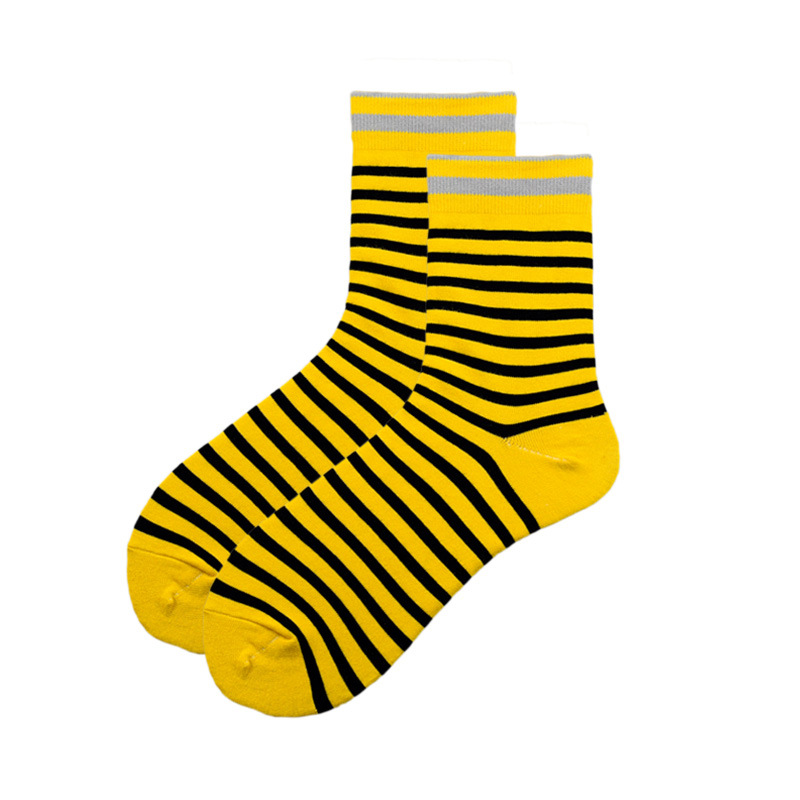 Yellow Fashion Simple Style Plain Wide Stripes Pile Socks (20 PEN