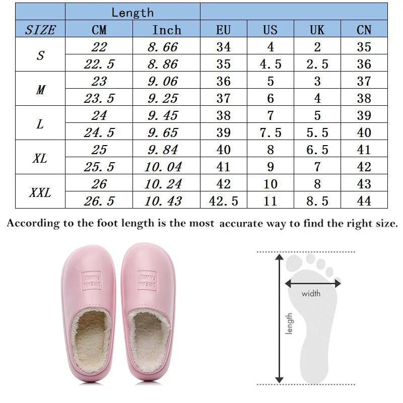 Waterproof Non-Slip Home Slippers Winter Warm Home Women Indoor Cotton Non-Slips Ladies Soft Slippers Memory Foam Couples Shoes