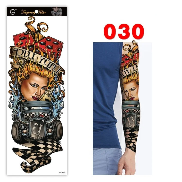 Full Arm Series Temporary Tattoo Full Arm Tattoo Sticker Lasting Waterproof Sweat Flower Arm Full Arm Tattoo Big Picture Sticker
