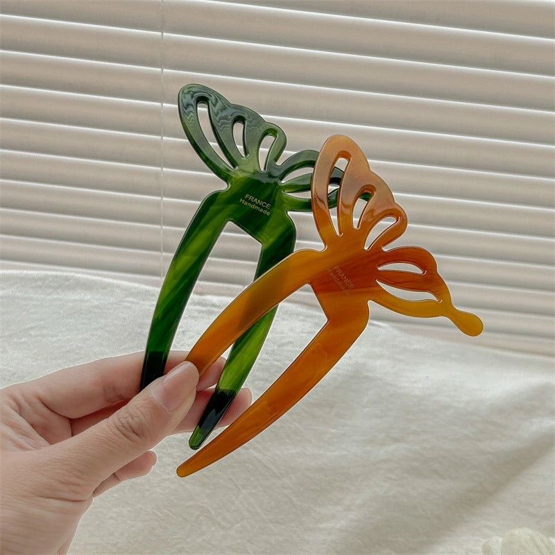 Women's Minimalist Butterfly Acetic Acid Sheets Hair Clip