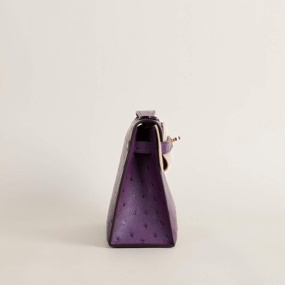 Kelly pochette Ostrich  P9 Anemone  GHW